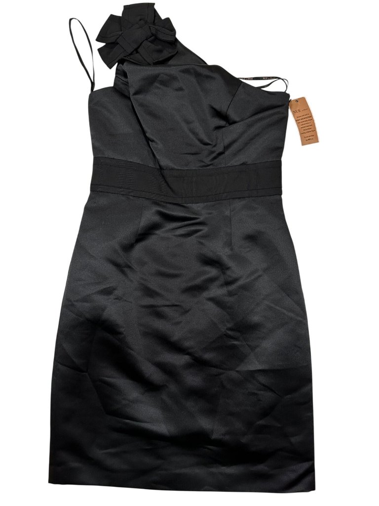 Nue By Shani Black One-Shoulder Body Architecture Sheath Dress Size 6 Polyester
